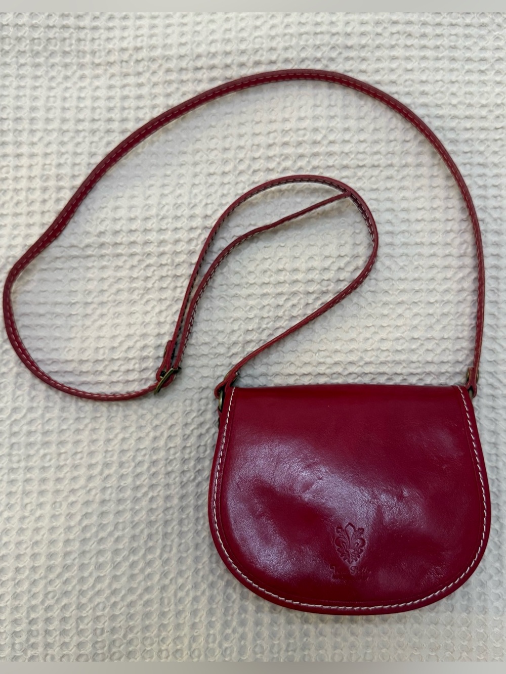 Italian Red Leather Crossbody Bag